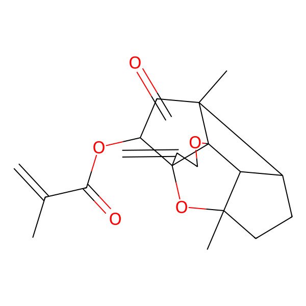 2D Structure of [(1S,2S,4S,5S,8R,9S,10S)-4,8-dimethyl-13-methylidene-12-oxo-11,14-dioxapentacyclo[6.5.1.01,10.04,10.05,9]tetradecan-2-yl] 2-methylprop-2-enoate