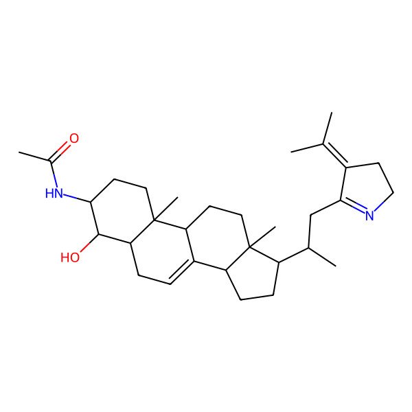2D Structure of N-[(3S,4R,5S,9R,10R,13R,14R,17R)-4-hydroxy-10,13-dimethyl-17-[(2R)-1-(4-propan-2-ylidene-2,3-dihydropyrrol-5-yl)propan-2-yl]-2,3,4,5,6,9,11,12,14,15,16,17-dodecahydro-1H-cyclopenta[a]phenanthren-3-yl]acetamide