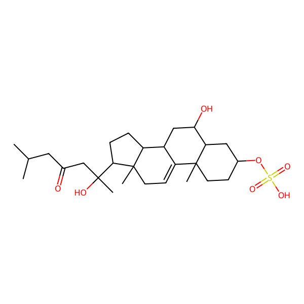 2D Structure of [6-hydroxy-17-(2-hydroxy-6-methyl-4-oxoheptan-2-yl)-10,13-dimethyl-2,3,4,5,6,7,8,12,14,15,16,17-dodecahydro-1H-cyclopenta[a]phenanthren-3-yl] hydrogen sulfate