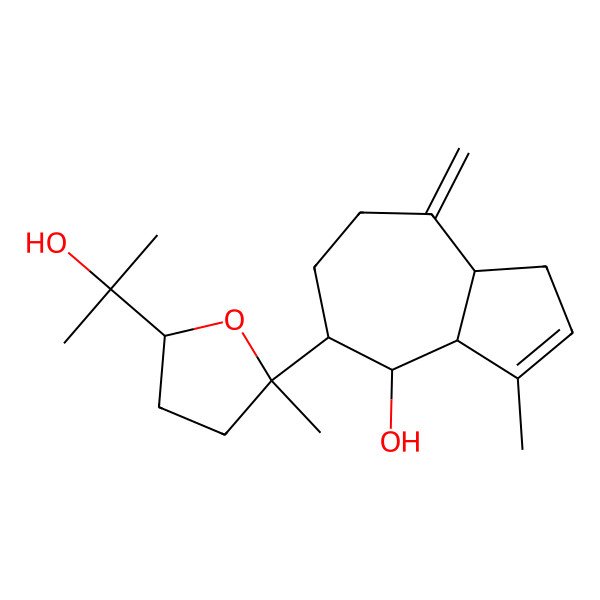 2D Structure of (3aS,4S,5R,8aR)-5-[(2S,5R)-5-(2-hydroxypropan-2-yl)-2-methyloxolan-2-yl]-3-methyl-8-methylidene-3a,4,5,6,7,8a-hexahydro-1H-azulen-4-ol