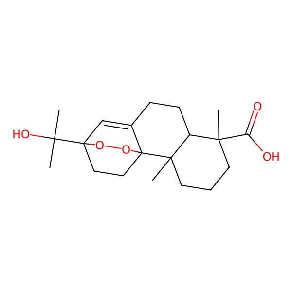 2D Structure of 12-(2-Hydroxypropan-2-yl)-2,6-dimethyl-13,14-dioxatetracyclo[10.2.2.01,10.02,7]hexadec-10-ene-6-carboxylic acid