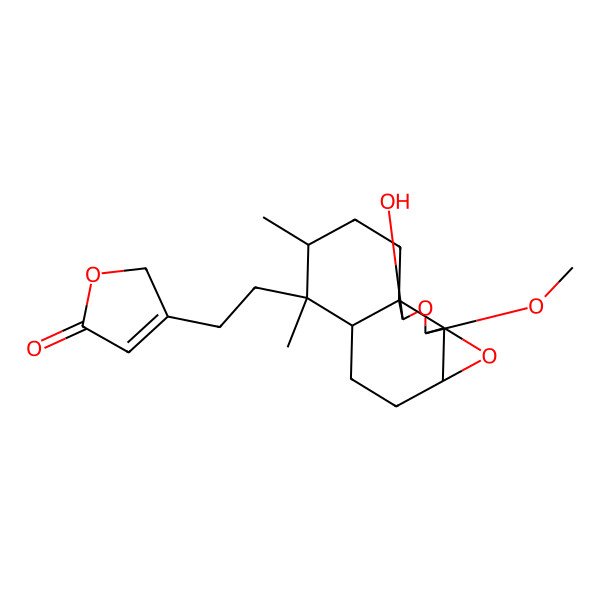 2D Structure of 3-[2-[(1S,2R,4S,5R,7S,10S,11R,12S)-2-hydroxy-4-methoxy-11,12-dimethyl-3,6-dioxatetracyclo[8.4.0.01,5.05,7]tetradecan-11-yl]ethyl]-2H-furan-5-one