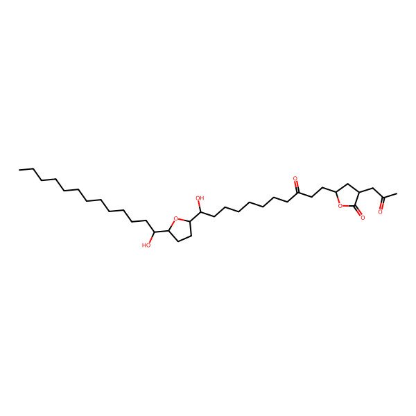 2D Structure of (3S,5R)-5-[(11S)-11-hydroxy-11-[(2S,5S)-5-[(1S)-1-hydroxytridecyl]oxolan-2-yl]-3-oxoundecyl]-3-(2-oxopropyl)oxolan-2-one