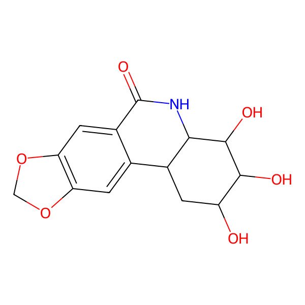 2D Structure of (2S,3R,4S,4aR,11bS)-2,3,4-trihydroxy-2,3,4,4a,5,11b-hexahydro-1H-[1,3]dioxolo[4,5-j]phenanthridin-6-one