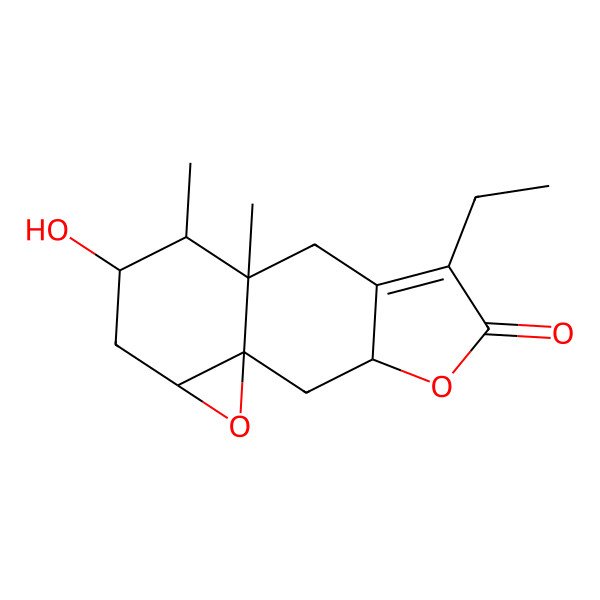 2D Structure of 1alpha,10alpha-Epoxy-3alpha-hydroxyeremophil-7(11)-en-12,8beta-olide
