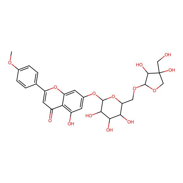 2D Structure of Acacetin 7-[apiosyl(1->6)-glucoside]