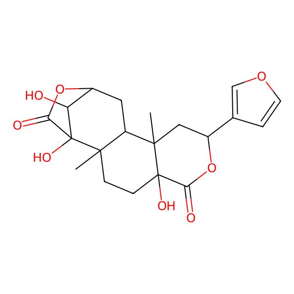 2D Structure of (1S,2R,5S,8S,10S,11S,13S,16S)-8-(furan-3-yl)-1,5,16-trihydroxy-2,10-dimethyl-7,14-dioxatetracyclo[11.2.1.02,11.05,10]hexadecane-6,15-dione