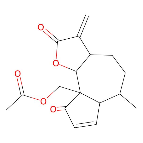 2D Structure of [(3aR,6R,6aS,9aS,9bR)-6-methyl-3-methylidene-2,9-dioxo-3a,4,5,6,6a,9b-hexahydroazuleno[4,5-b]furan-9a-yl]methyl acetate