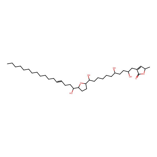 2D Structure of (2S)-2-methyl-4-[(2R,5S,11R)-2,5,11-trihydroxy-11-[(2R,5R)-5-[(Z,1R)-1-hydroxyheptadec-4-enyl]oxolan-2-yl]undecyl]-2H-furan-5-one