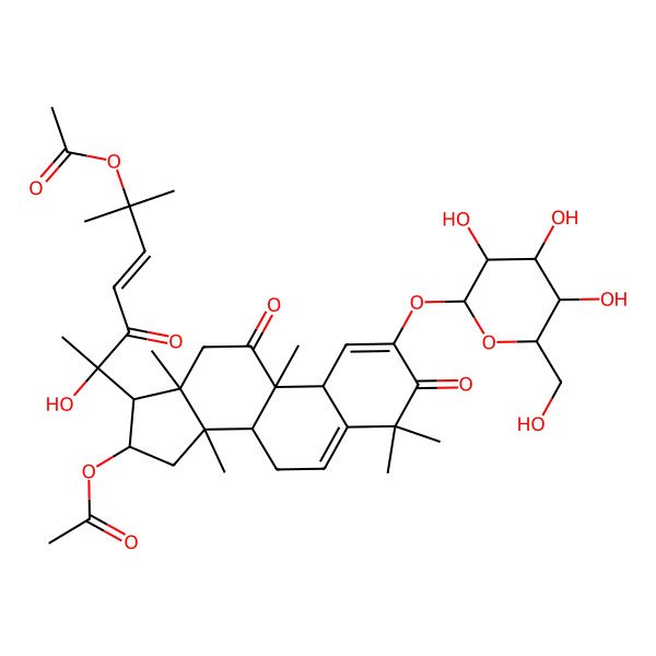 2D Structure of [(8S,9R,10R,13R,14S,16R,17R)-17-[(E,2R)-6-acetyloxy-2-hydroxy-6-methyl-3-oxohept-4-en-2-yl]-4,4,9,13,14-pentamethyl-3,11-dioxo-2-[(2S,3R,4S,5S,6R)-3,4,5-trihydroxy-6-(hydroxymethyl)oxan-2-yl]oxy-8,10,12,15,16,17-hexahydro-7H-cyclopenta[a]phenanthren-16-yl] acetate