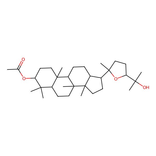 2D Structure of [(3S,5R,8R,9R,10R,13R,14R,17S)-17-[(2S,5R)-5-(2-hydroxypropan-2-yl)-2-methyloxolan-2-yl]-4,4,8,10,14-pentamethyl-2,3,5,6,7,9,11,12,13,15,16,17-dodecahydro-1H-cyclopenta[a]phenanthren-3-yl] acetate