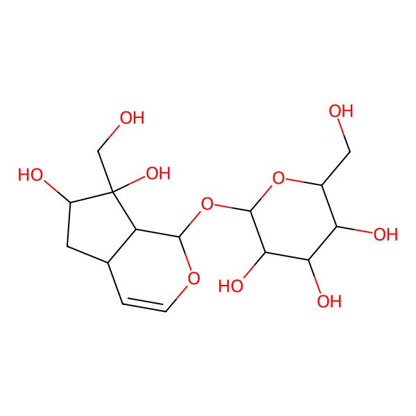 2D Structure of 2-[[6,7-dihydroxy-7-(hydroxymethyl)-4a,5,6,7a-tetrahydro-1H-cyclopenta[c]pyran-1-yl]oxy]-6-(hydroxymethyl)oxane-3,4,5-triol