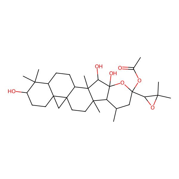 2D Structure of [(1S,4R,5R,6R,8R,10S,11R,12S,13R,16R,18S,21R)-8-[(2S)-3,3-dimethyloxiran-2-yl]-10,11,18-trihydroxy-4,6,12,17,17-pentamethyl-9-oxahexacyclo[11.9.0.01,21.04,12.05,10.016,21]docosan-8-yl] acetate