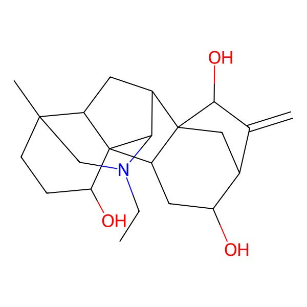 2D Structure of (2R,4R,5R,7R,8R,13R,16S,17R)-11-ethyl-13-methyl-6-methylidene-11-azahexacyclo[7.7.2.15,8.01,10.02,8.013,17]nonadecane-4,7,16-triol