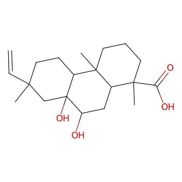 2D Structure of 7-Ethenyl-8a,9-dihydroxy-1,4a,7-trimethyl-2,3,4,4b,5,6,8,9,10,10a-decahydrophenanthrene-1-carboxylic acid
