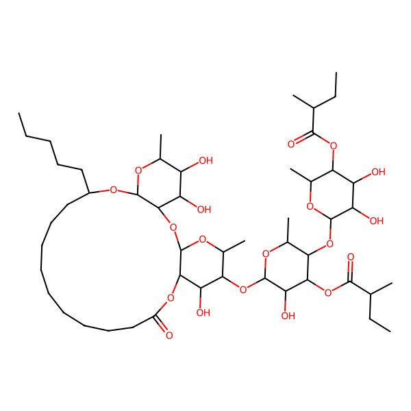 2D Structure of [4,5-Dihydroxy-6-[5-hydroxy-2-methyl-4-(2-methylbutanoyloxy)-6-[(7,25,26-trihydroxy-5,24-dimethyl-10-oxo-20-pentyl-2,4,9,21,23-pentaoxatricyclo[20.4.0.03,8]hexacosan-6-yl)oxy]oxan-3-yl]oxy-2-methyloxan-3-yl] 2-methylbutanoate