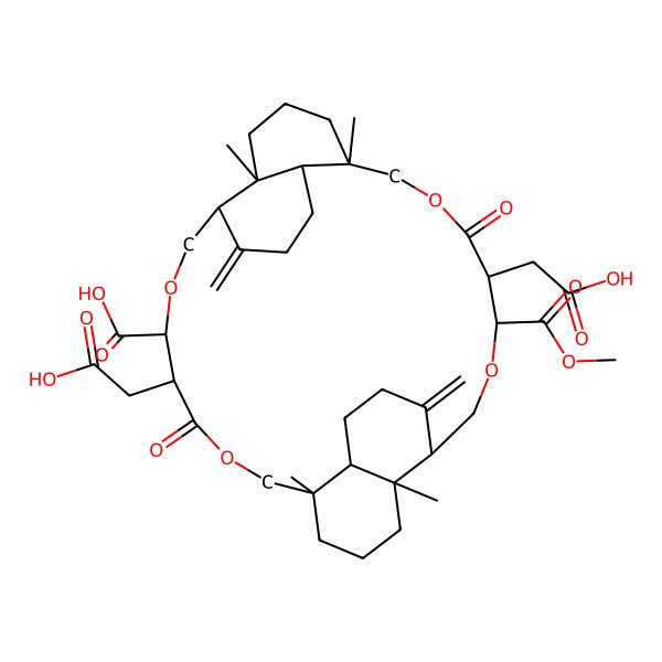 2D Structure of 9,26-Bis(carboxymethyl)-25-methoxycarbonyl-13,17,30,34-tetramethyl-4,21-dimethylidene-10,27-dioxo-7,11,24,28-tetraoxapentacyclo[28.4.0.05,34.013,18.017,22]tetratriacontane-8-carboxylic acid