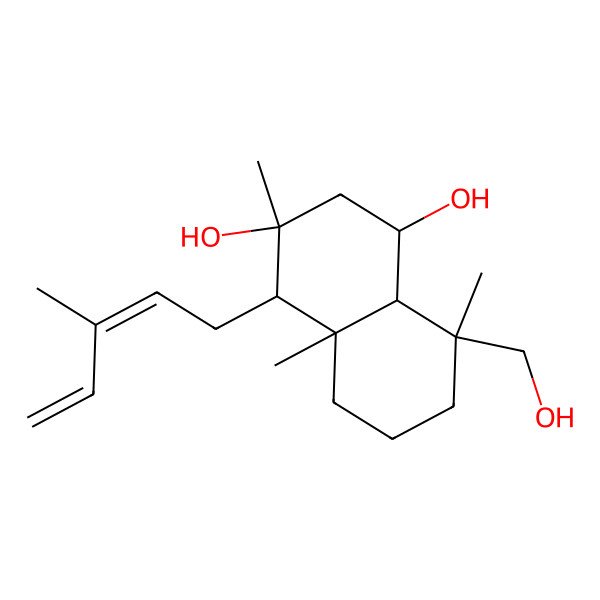 2D Structure of (1R,3R,4R,4aS,8S,8aS)-8-(hydroxymethyl)-3,4a,8-trimethyl-4-[(2E)-3-methylpenta-2,4-dienyl]-2,4,5,6,7,8a-hexahydro-1H-naphthalene-1,3-diol