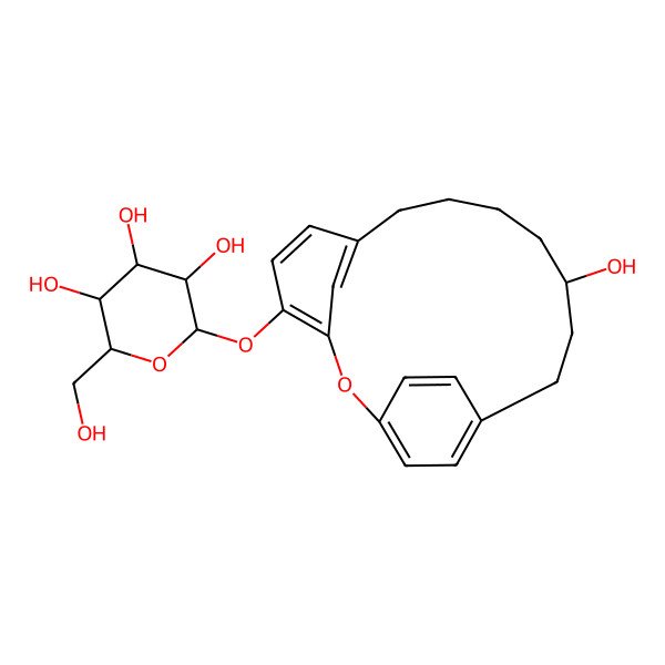 2D Structure of beta-D-Glucopyranoside,7]eicosa-3,5,7(20),15,17,18-hexaen-4-yl