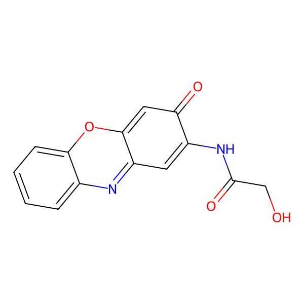 2D Structure of Acetamide, 2-hydroxy-N-(3-oxo-3H-phenoxazin-2-yl)-