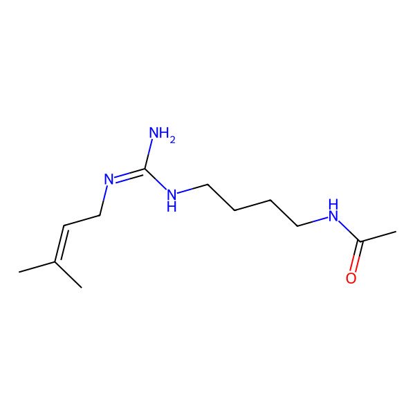 2D Structure of Acetamide, N-(4-(1-(3-methyl-2-butenyl)guanidino)butyl)- 2D Structure of Acetamide, N-(4-(1-(3-methyl-2-butenyl)guanidino)butyl)-