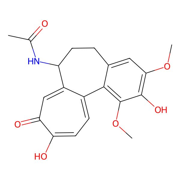 2D Structure of Acetamide, N-(5,6,7,9-tetrahydro-2,10-dihydroxy-1,3-dimethoxy-9-oxobenzo(a)heptalen-7-yl)-, (S)-