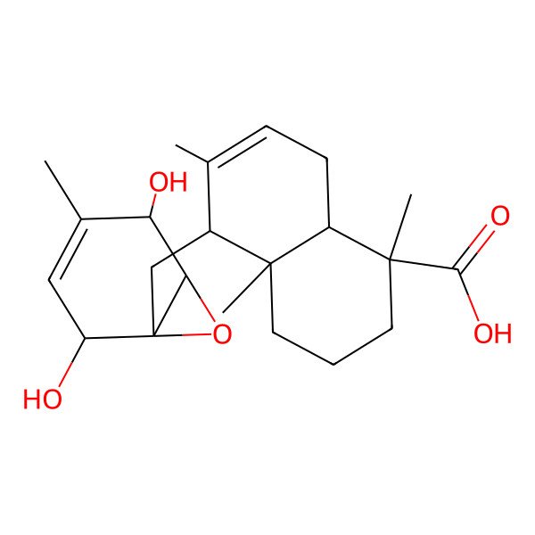 2D Structure of 5-[(2,5-Dihydroxy-4-methyl-7-oxabicyclo[4.1.0]hept-3-en-1-yl)methyl]-1,4a,6-trimethyl-2,3,4,5,8,8a-hexahydronaphthalene-1-carboxylic acid