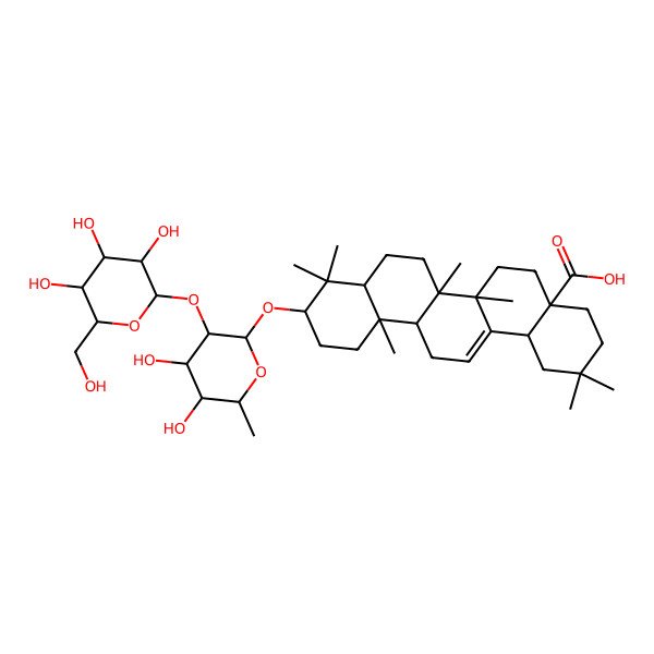 2D Structure of 10-[4,5-Dihydroxy-6-methyl-3-[3,4,5-trihydroxy-6-(hydroxymethyl)oxan-2-yl]oxyoxan-2-yl]oxy-2,2,6a,6b,9,9,12a-heptamethyl-1,3,4,5,6,6a,7,8,8a,10,11,12,13,14b-tetradecahydropicene-4a-carboxylic acid