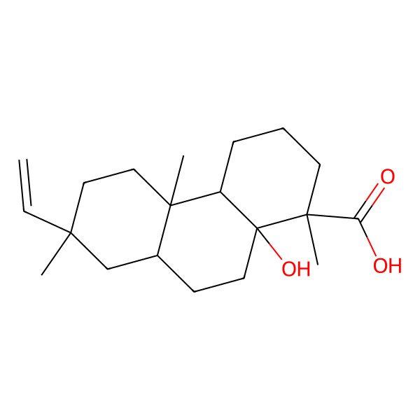 2D Structure of 7-Ethenyl-10a-hydroxy-1,4b,7-trimethyl-2,3,4,4a,5,6,8,8a,9,10-decahydrophenanthrene-1-carboxylic acid