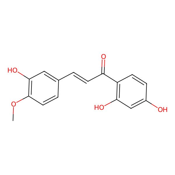 2D Structure of Acrylophenone, 2',4'-dihydroxy-3-(m-hydroxy-p-methoxyphenyl)- 2D Structure of Acrylophenone, 2',4'-dihydroxy-3-(m-hydroxy-p-methoxyphenyl)-
