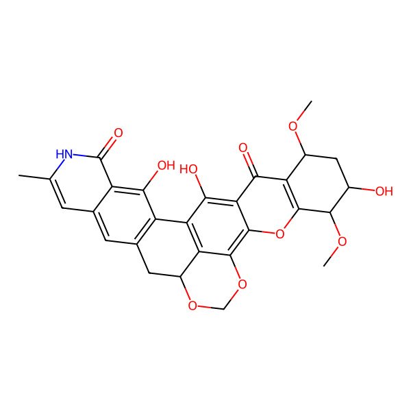2D Structure of 3,22,28-Trihydroxy-21,24-dimethoxy-7-methyl-14,16,19-trioxa-6-azaheptacyclo[15.11.1.02,11.04,9.013,29.018,27.020,25]nonacosa-1(29),2(11),3,7,9,17,20(25),27-octaene-5,26-dione