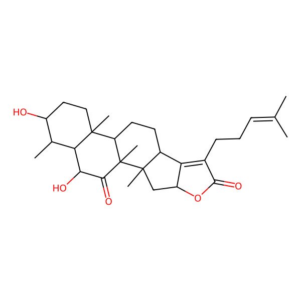 2D Structure of (1S,2S,4S,9R,12S,13R,16S,17S,18S,19S)-16,19-dihydroxy-1,2,13,17-tetramethyl-7-(4-methylpent-3-enyl)-5-oxapentacyclo[10.8.0.02,9.04,8.013,18]icos-7-ene-6,20-dione