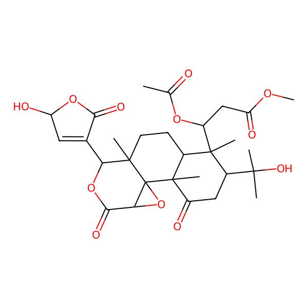 2D Structure of methyl 3-acetyloxy-3-[11-(2-hydroxy-5-oxo-2H-furan-4-yl)-5-(2-hydroxypropan-2-yl)-2,6,10-trimethyl-3,13-dioxo-12,15-dioxatetracyclo[8.5.0.01,14.02,7]pentadecan-6-yl]propanoate