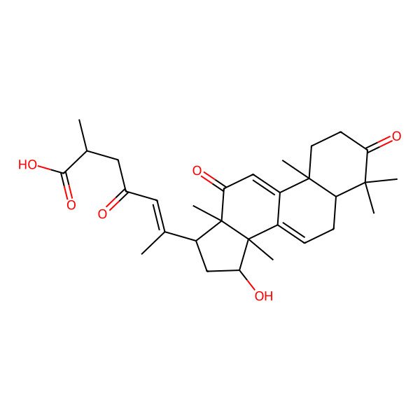2D Structure of 6-(15-hydroxy-4,4,10,13,14-pentamethyl-3,12-dioxo-2,5,6,15,16,17-hexahydro-1H-cyclopenta[a]phenanthren-17-yl)-2-methyl-4-oxohept-5-enoic acid