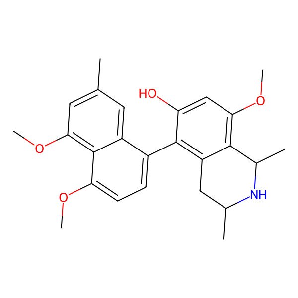 2D Structure of (1R,3S)-5-(4,5-dimethoxy-7-methylnaphthalen-1-yl)-8-methoxy-1,3-dimethyl-1,2,3,4-tetrahydroisoquinolin-6-ol