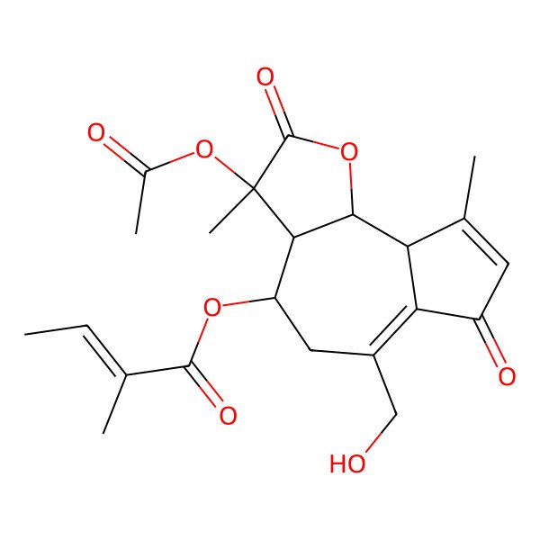 2D Structure of [3-acetyloxy-6-(hydroxymethyl)-3,9-dimethyl-2,7-dioxo-4,5,9a,9b-tetrahydro-3aH-azuleno[4,5-b]furan-4-yl] 2-methylbut-2-enoate