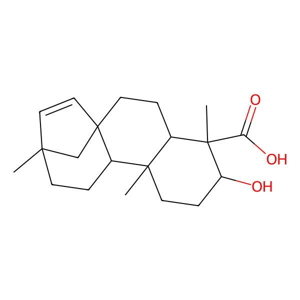 2D Structure of (1R,4S,5S,6R,9S,10R,13S)-6-hydroxy-5,9,13-trimethyltetracyclo[11.2.1.01,10.04,9]hexadec-14-ene-5-carboxylic acid