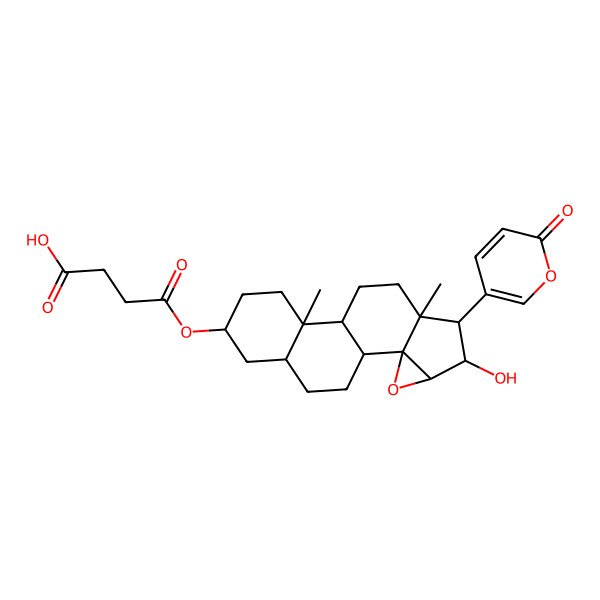 2D Structure of 4-[[5-Hydroxy-7,11-dimethyl-6-(6-oxopyran-3-yl)-3-oxapentacyclo[8.8.0.02,4.02,7.011,16]octadecan-14-yl]oxy]-4-oxobutanoic acid