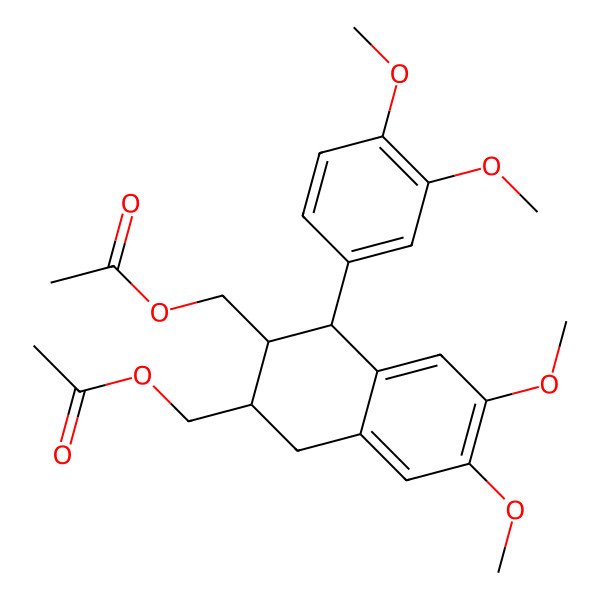 2D Structure of [(2R,3R,4S)-3-(acetyloxymethyl)-4-(3,4-dimethoxyphenyl)-6,7-dimethoxy-1,2,3,4-tetrahydronaphthalen-2-yl]methyl acetate