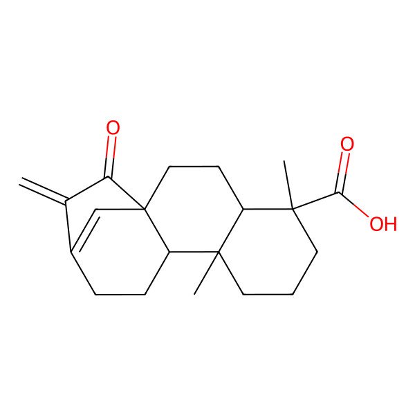 2D Structure of (1R,4S,5S,9S,10S)-5,9-dimethyl-14-methylidene-15-oxotetracyclo[11.2.1.01,10.04,9]hexadec-13(16)-ene-5-carboxylic acid