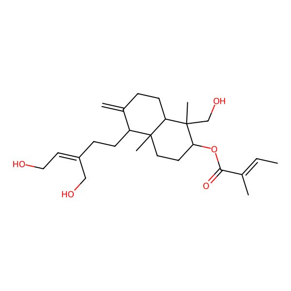 2D Structure of [(1S,2R,4aS,5R,8aS)-5-[(Z)-5-hydroxy-3-(hydroxymethyl)pent-3-enyl]-1-(hydroxymethyl)-1,4a-dimethyl-6-methylidene-3,4,5,7,8,8a-hexahydro-2H-naphthalen-2-yl] (Z)-2-methylbut-2-enoate