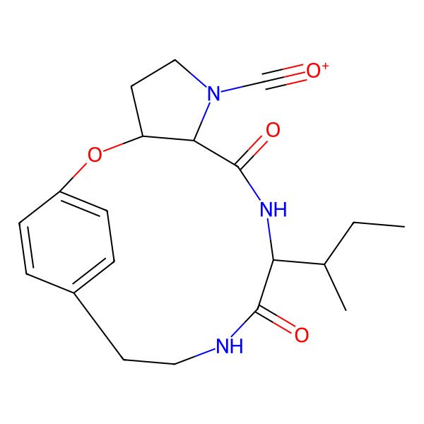 2D Structure of (10-Butan-2-yl-8,11-dioxo-2-oxa-6,9,12-triazatricyclo[13.2.2.03,7]nonadeca-1(17),15,18-trien-6-yl)methylidyneoxidanium