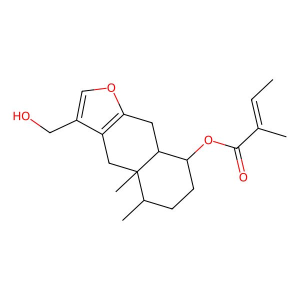 2D Structure of [(4aR,5S,8R,8aR)-3-(hydroxymethyl)-4a,5-dimethyl-5,6,7,8,8a,9-hexahydro-4H-benzo[f][1]benzofuran-8-yl] (Z)-2-methylbut-2-enoate