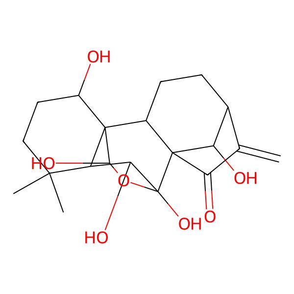 2D Structure of (1S,2R,5R,8S,9R,10R,11S,15R,16S,18S)-9,10,15,16,18-pentahydroxy-12,12-dimethyl-6-methylidene-17-oxapentacyclo[7.6.2.15,8.01,11.02,8]octadecan-7-one