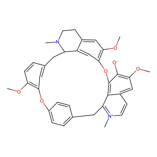 2D Structure of (1R)-6,20,25-trimethoxy-15,30-dimethyl-8,23-dioxa-30-aza-15-azoniaheptacyclo[22.6.2.29,12.13,7.114,18.027,31.022,33]hexatriaconta-3(36),4,6,9(35),10,12(34),14,16,18,20,22(33),24,26,31-tetradecaen-21-olate