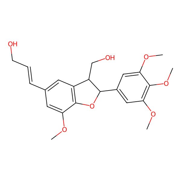 2D Structure of 3-[3-(Hydroxymethyl)-7-methoxy-2-(3,4,5-trimethoxyphenyl)-2,3-dihydro-1-benzofuran-5-yl]prop-2-en-1-ol