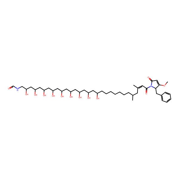 2D Structure of N-[30-(2-benzyl-3-methoxy-5-oxo-2H-pyrrol-1-yl)-2,4,6,8,10,12,14,16,18-nonahydroxy-26,28-dimethyl-30-oxotriacont-28-enyl]formamide