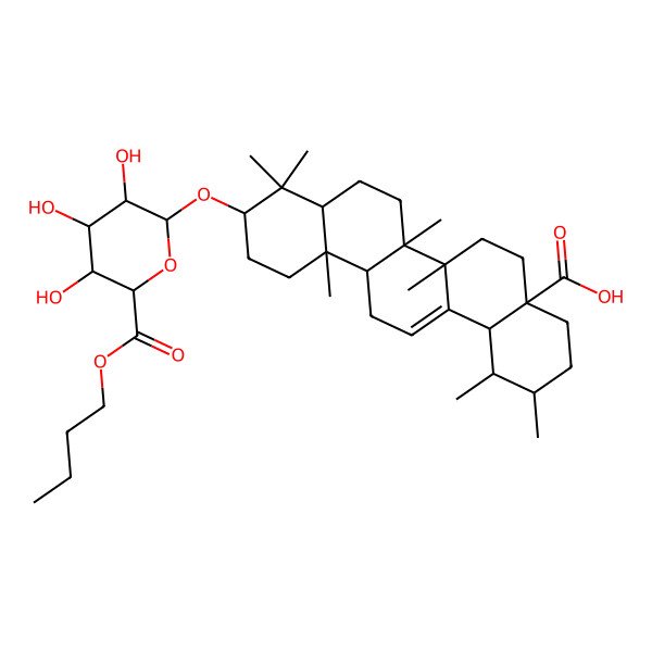 2D Structure of 10-(6-butoxycarbonyl-3,4,5-trihydroxyoxan-2-yl)oxy-1,2,6a,6b,9,9,12a-heptamethyl-2,3,4,5,6,6a,7,8,8a,10,11,12,13,14b-tetradecahydro-1H-picene-4a-carboxylic acid