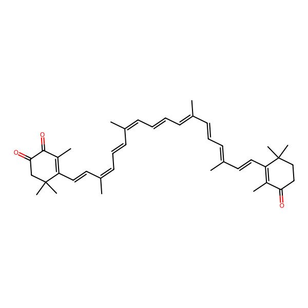 2D Structure of 3,5,5-trimethyl-4-[(1E,3E,5E,7E,9E,11E,13E,15E,17E)-3,7,12,16-tetramethyl-18-(2,6,6-trimethyl-3-oxocyclohexen-1-yl)octadeca-1,3,5,7,9,11,13,15,17-nonaenyl]cyclohex-3-ene-1,2-dione