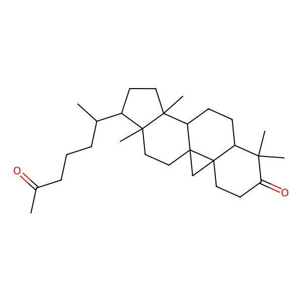 2D Structure of (1S,3R,8R,11S,12S,15R,16R)-7,7,12,16-tetramethyl-15-[(2R)-6-oxoheptan-2-yl]pentacyclo[9.7.0.01,3.03,8.012,16]octadecan-6-one